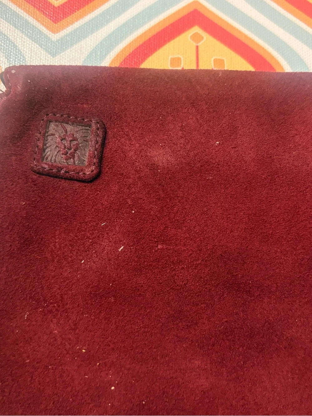 Anne Klein being Calderon Vintage Burgundy Suede Envelope Clutch